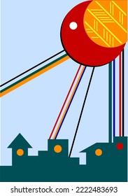 Geometry simple shapes combined to concept art.