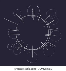 Geometry sketch round scheme sacred line circle symbol on dark background
