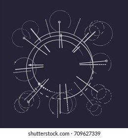 Geometry sketch scheme sacred line circle symbol on dark background