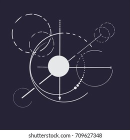 Geometry sketch scheme sacred line circle diagram symbol on dark background