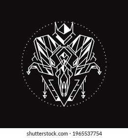Geometry Skull Head Sheep Illustration for merchandise, apparel or other