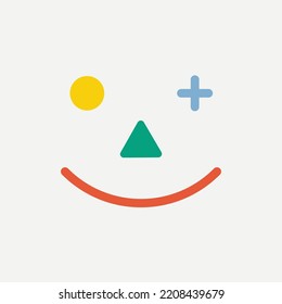 Geometry Smile Face Abstract Style On Off White Background Illustration Vector Circle Triangle Line