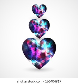 Geometry space hearts . Vector illustration