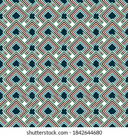 geometry square vector pattern. ethnic seamless ornament. Abstract background - colorful lines. Vector illustration