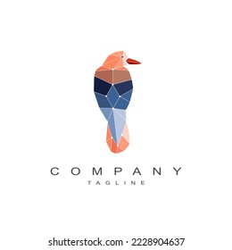 Geometry style raven bird logo. Connected lines with dots.