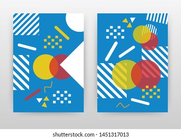 Geometry such as round green red white lines on blue design for annual report, brochure, flyer, poster. Geometric background vector illustration flyer, leaflet. Business abstract A4 brochure template.