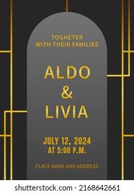 Geometry, Summer wedding invitation. card, decoration, art deco, elegant, gold