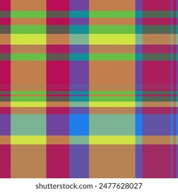 Geometry textile background pattern, bag fabric vector seamless. Stroke texture plaid check tartan in pink and lime colors.