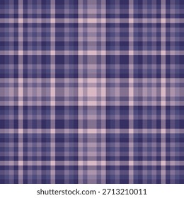 Geometria têxtil vetor plaid, fundo de cowboy tartan sem emenda. Tecido de textura padrão de verificação básica na paleta de cores índigo e pastel.