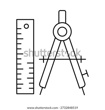 Geometry Tools Ruler and Compass Line Icon