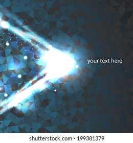 geometry triangle background with light arrow. Vector template for your text or business or technology presentation