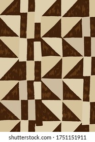 Geometry triangle and rectangle rusty native tribal pattern.