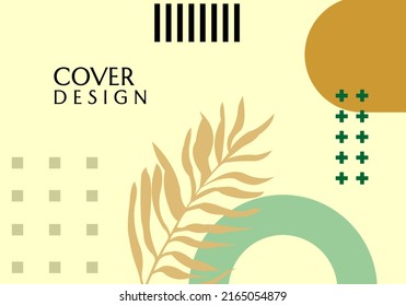 geometry vector design. brown aesthetic background with palm leaf ornaments. for cover design, website, banner
