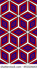 geometry vertical banner. seamless. blue, red color. vector illustration. for design, textile, poligraphy,