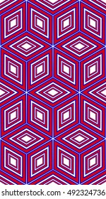geometry vertical banner. seamless. blue, red color. vector illustration. for design, textile, 