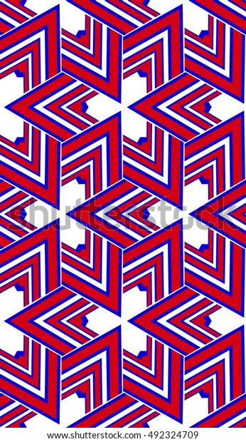 geometry vertical banner. seamless.\
blue, red color. vector illustration. for design, textile,\

