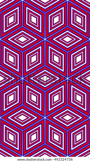geometry vertical banner. seamless.\
blue, red color. vector illustration. for design, textile,\
