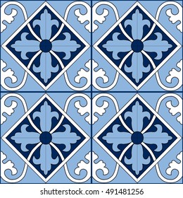geometry vintage blue seamless pattern