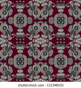 geometry vintage floral seamless pattern