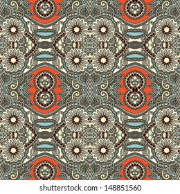 geometry vintage floral seamless pattern