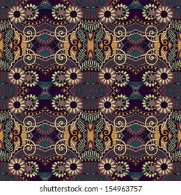 geometry vintage floral seamless pattern