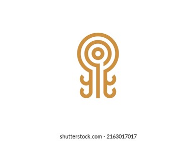 Vector de logotipo de monolina de época geométrica