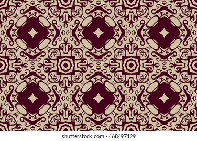 geometry vintage pattern, ethnic style ornamental background, ornate decor for fabric design, endless texture, vector illustration