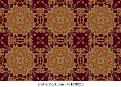 geometry vintage pattern, ethnic style ornamental background, ornate decor for fabric design, endless texture, vector illustration