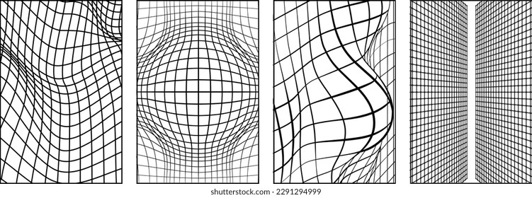 Geometry wireframe grid backgrounds. Wireframe perspective grid. Space neon infinity mesh, abstract retro background.