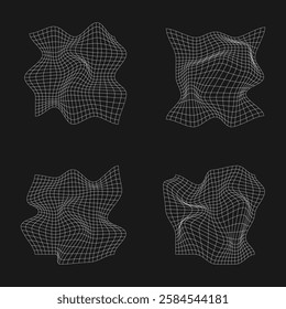 Geometry wireframe shapes, abstract backgrounds, cyberpunk elements retro futuristic aesthetic.