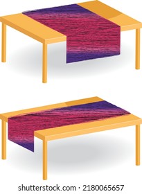 Geometry. Wooden Table And Cloth. Wooden Table, Simple Table Vector In Two Different Sizes. Vector Four-legged Fawn Table And Cloth. ösym