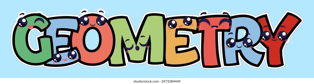 geometry word art cute mathematics subject label text style illustration kids elementary education