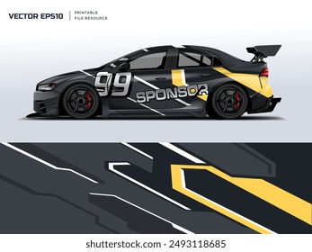 geometry yellow black design for sport car wrap livery, car sticker branding