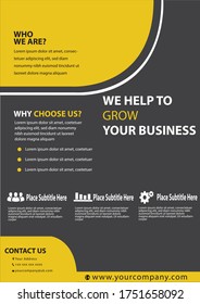 Geometry yellow brochure, flyer design template vector design. Layout template in A4 size. Business flyer design