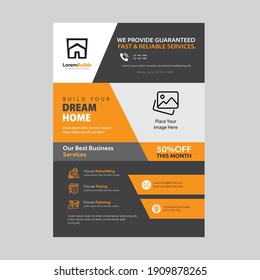 Geometry yellow brochure, flyer design template vector design. Layout template in A4 size