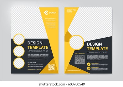 Geometry yellow brochure, flyer design template vector design. Layout template in A4 size
