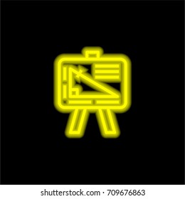 Geometry yellow glowing neon ui ux icon. Glowing sign logo vector