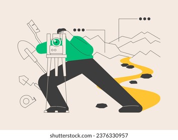 Geomorphology abstract concept vector illustration. Geomorphology type, geomorphic process, Earth science, university discipline, graduate study, geology course, applied study abstract metaphor.