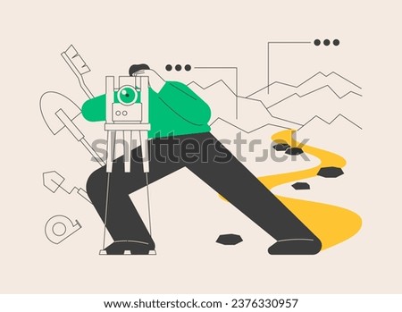 Geomorphology abstract concept vector illustration. Geomorphology type, geomorphic process, Earth science, university discipline, graduate study, geology course, applied study abstract metaphor. [[stock_photo]] © 