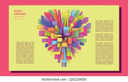 Geomteric heart shape layers background template copy space for poster or banner