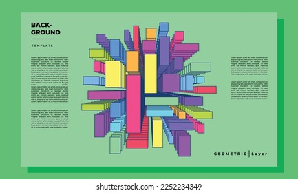 Geomteric rectangular layers background template copy space for poster or banner