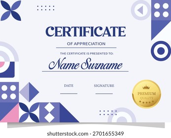 geomtric mosaic certificate template vector