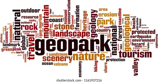 Geopark word cloud concept. Vector illustration