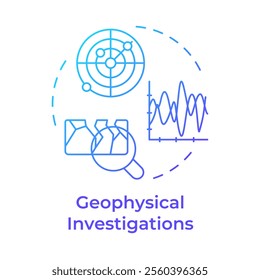 Geophysical investigations blue gradient concept icon. Explore subsurface conditions without digging. Geotech. Round shape line illustration. Abstract idea. Graphic design. Easy to use in presentation