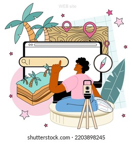 Geophysicist online service or platform. Scientist study structure of the planet crust. Physical processes and properties. Website. Flat vector illustration