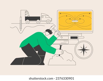 Geophysics abstract concept vector illustration. Geo physical survey, earth science, applied geophysics, university course, geoscience survey, electromagnetic exploration method abstract metaphor.