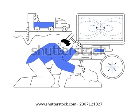 Geophysics abstract concept vector illustration. Geo physical survey, earth science, applied geophysics, university course, geoscience survey, electromagnetic exploration method abstract metaphor.