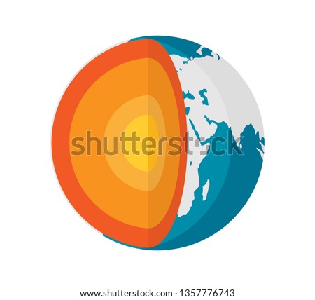 Geophysics concept with earth core and section layers earth, vector illustration in flat style
