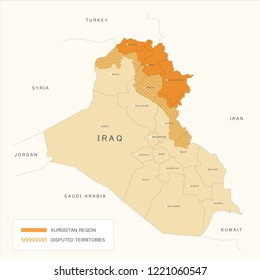 Geopolitical Map of Kurdistan Region Disputed Territory,  Kurdistan Disputed Area Map, Iraqi Kurdistan map