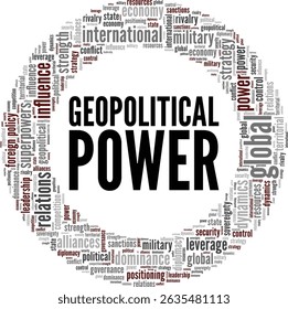Geopolitical Power word cloud conceptual design isolated on white background.